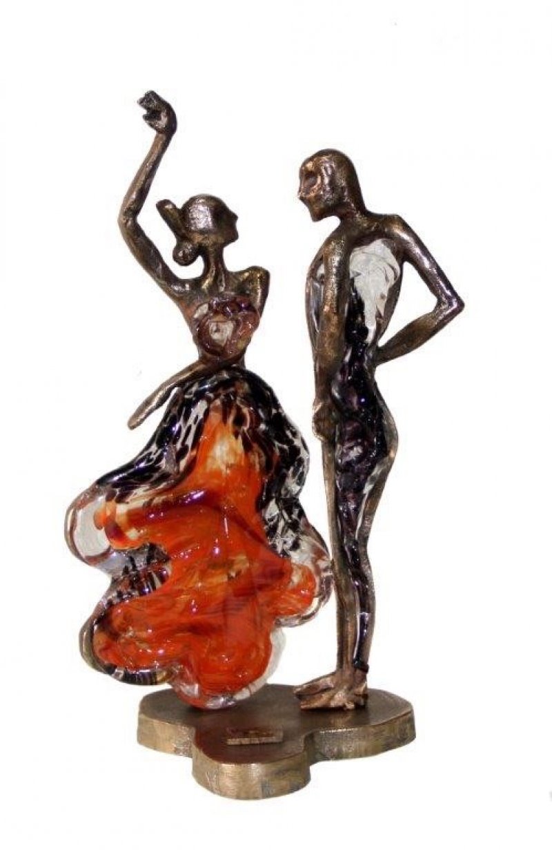 Couple en bronze & pâte de verre