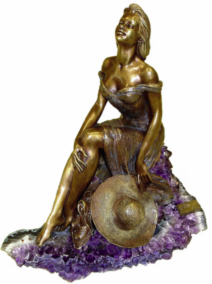 Huis Maison Bogaert FILLE ASSISE EN BRONZE & AMETHYSTE